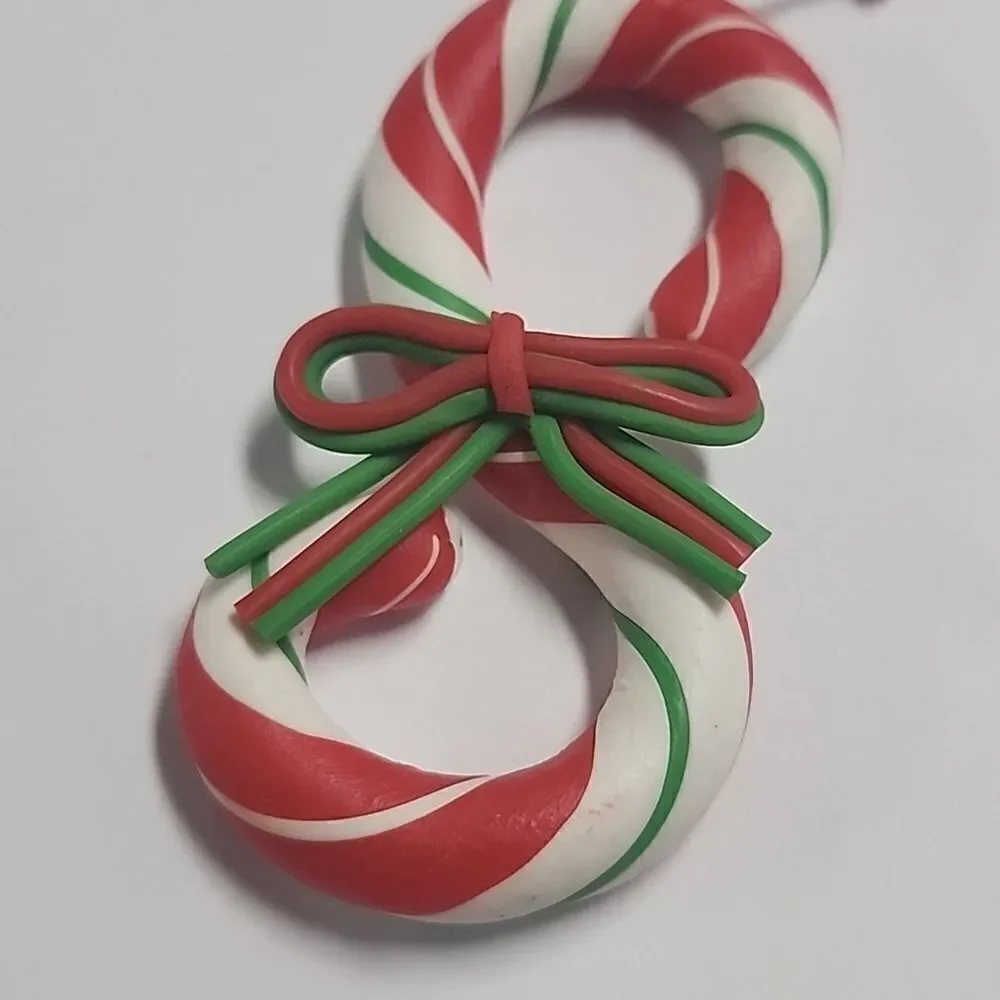 Christmas Ornament Candy Cane Red White Green Xmas New S Shape Initial